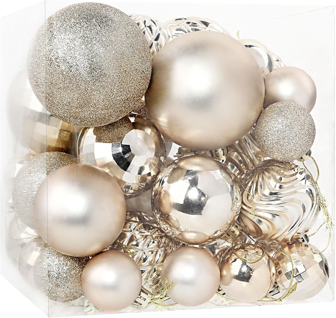 Christmas Tree Ornaments - 36 PCS Shatterproof Christmas Ball Ornaments Set for Christmas, Holiday, Wreath & Party Decorations (Multi-Size, Champagne)